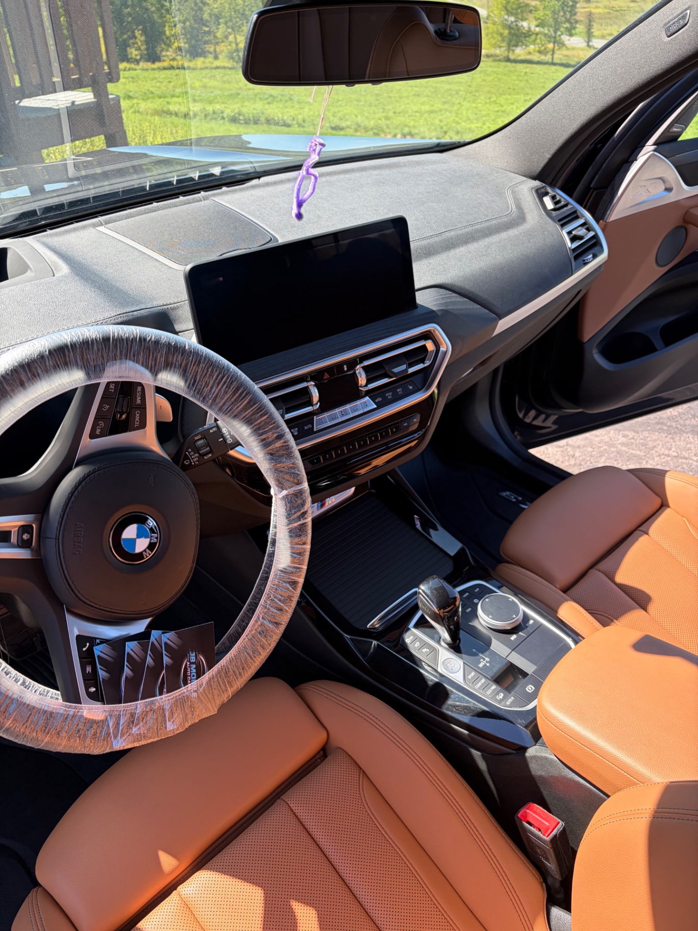 BMW X3 center console and steering wheel after interior detail