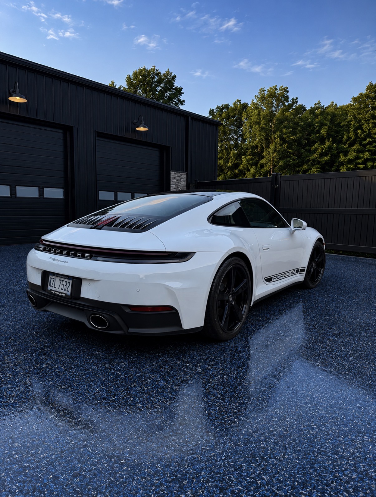 White Porsche after an exterior detail