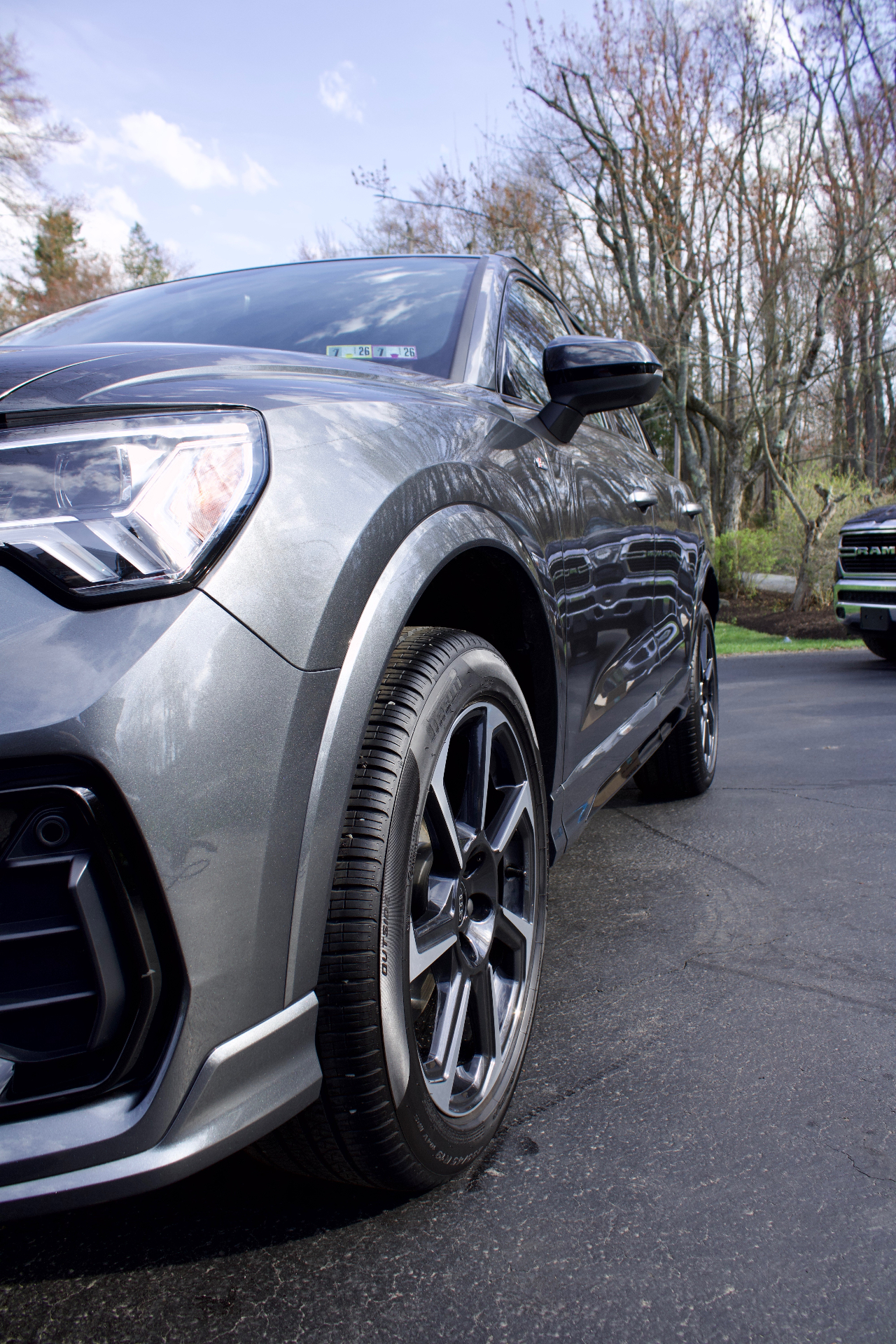 Audi Q3 wheel and paint detail close-up